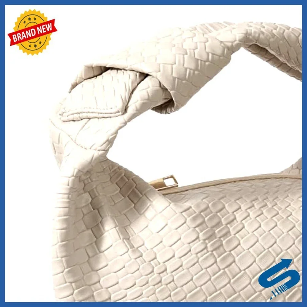 Faux Leather Hobo Bag with Knot Strap, Ruched Design for Everyday Use